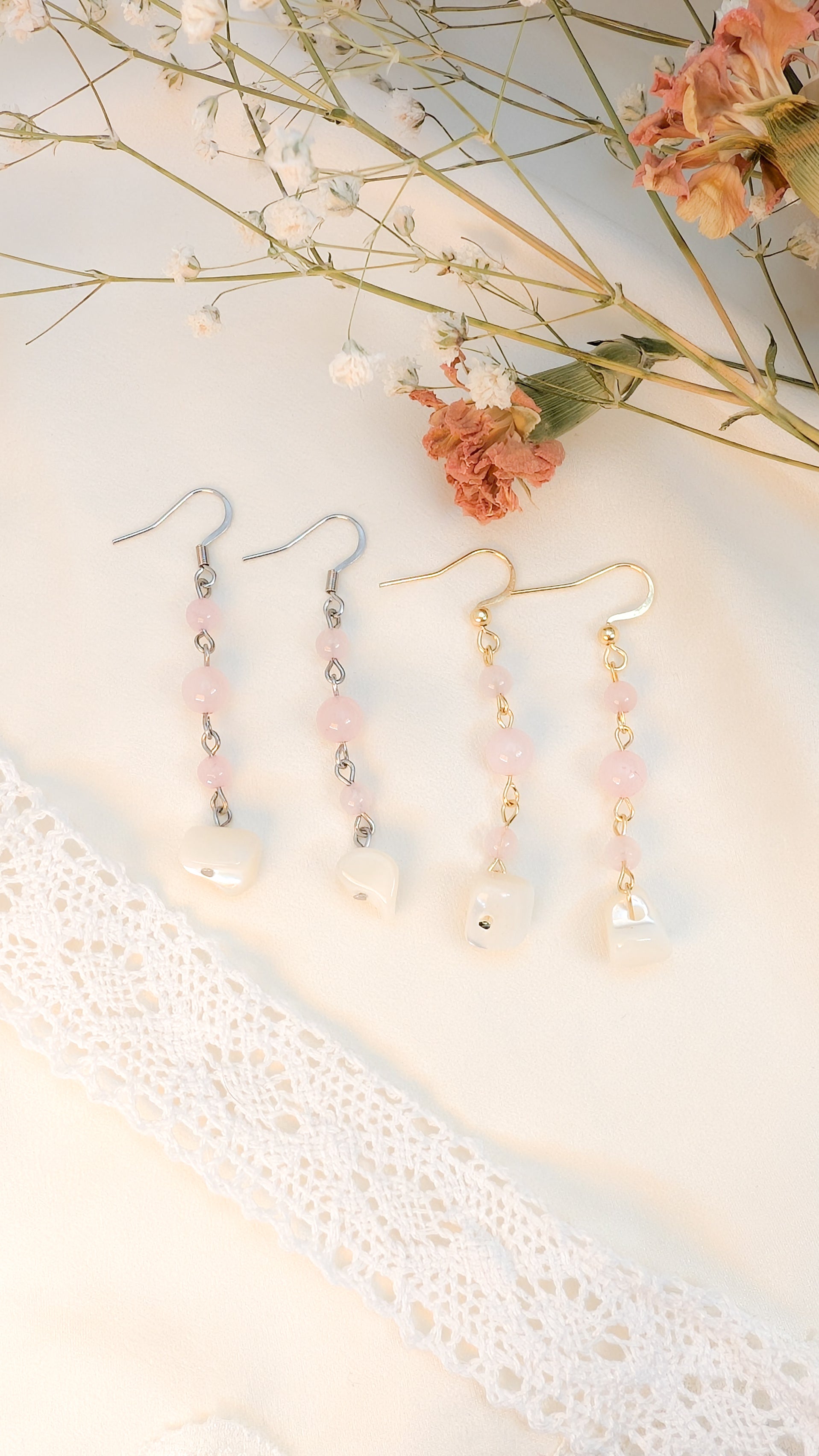 Boucles d'oreilles Rose Coquillage